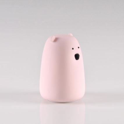 LED RGB Παιδικό επιτραπέζιο φωτιστικό αφής BEAR LED/0,8W/5V ροζ + USB