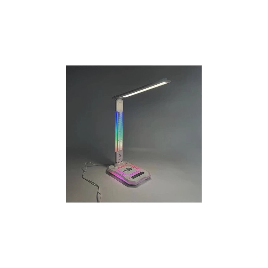 LED RGB Ρυθμιζόμενο Φωτιστικό Επιτραπέζιο Αφής με Επαναφορτιζόμενη Μπαταρία και Ασύρματη Φόρτιση LED/7,5W/5V 2700-5300K Λευκό