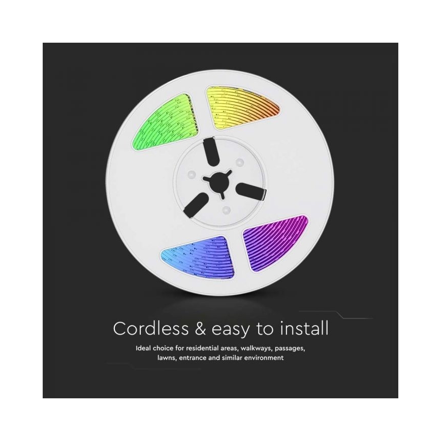 LED RGB Ηλιακή ταινία ντιμαριζόμενη  LED/1,2W/3,7V IP67 5m + τηλεχειριστήριο