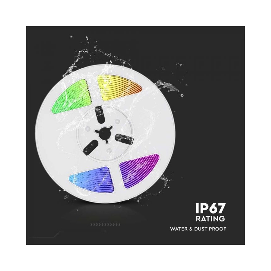 LED RGB Ηλιακή ταινία ντιμαριζόμενη  LED/1,2W/3,7V IP67 5m + τηλεχειριστήριο