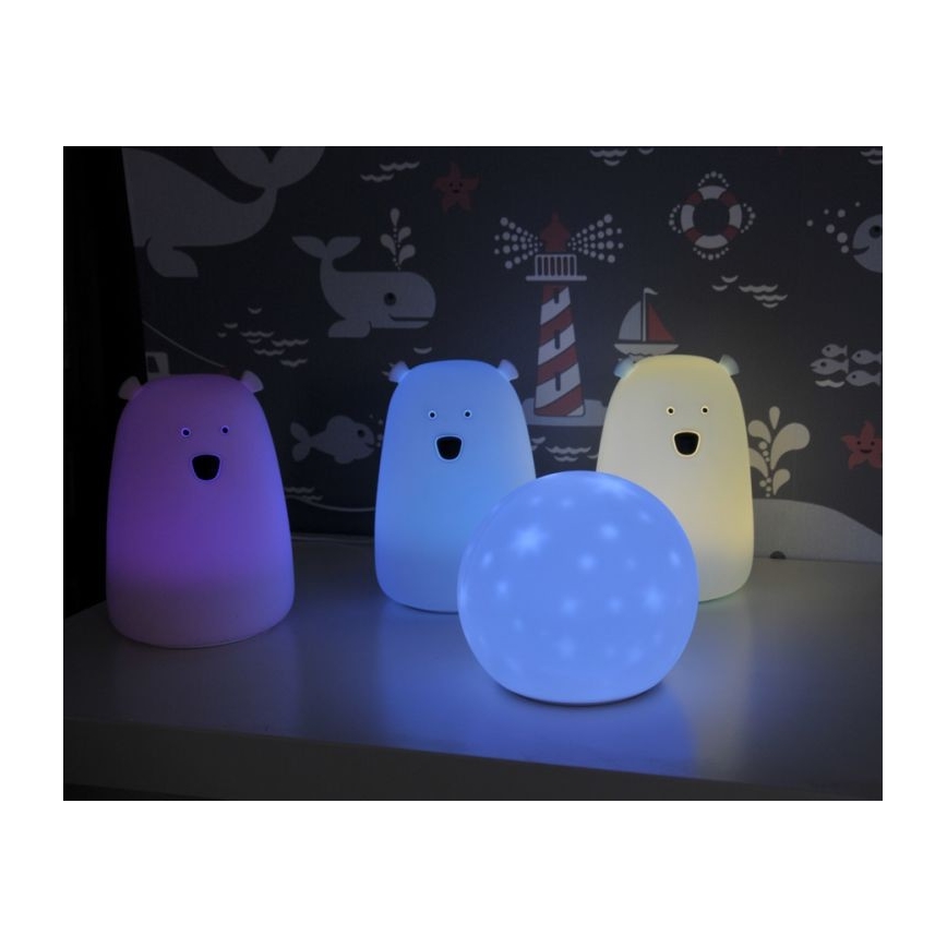 LED RGB Παιδική λάμπα αφής BEAR LED/0,8W/5V ροζ + USB
