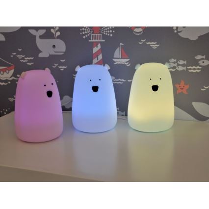 LED RGB Παιδικό επιτραπέζιο φωτιστικό αφής ΑΡΚΟΥΔΑΚΙ LED/0,8W/5V μπλε