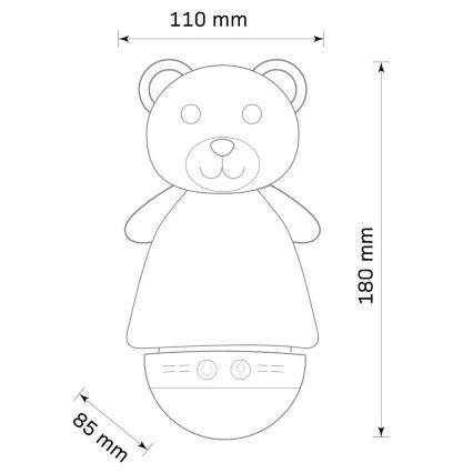 LED RGB Παιδικό νυχτερινό φωτιστικό με μελωδία 3xAAA/5V αρκουδάκι