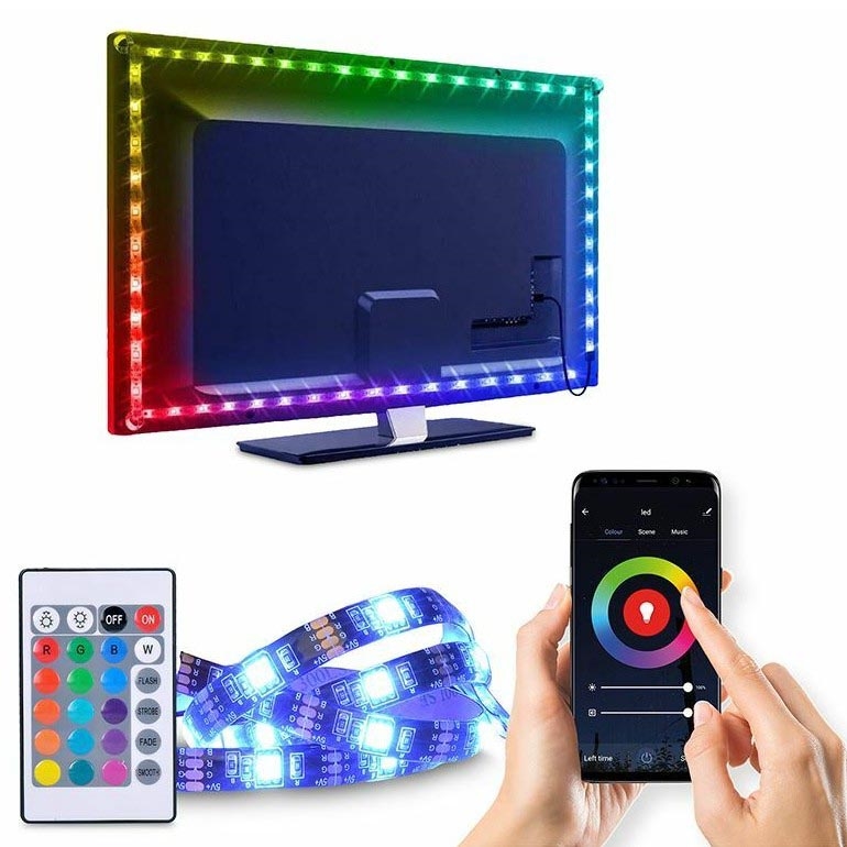 LED RGB Ρυθμιζόμενη λωρίδα για TV LED/6W/5V Wi-Fi Tuya + τηλεχειριστήριο 0,5m