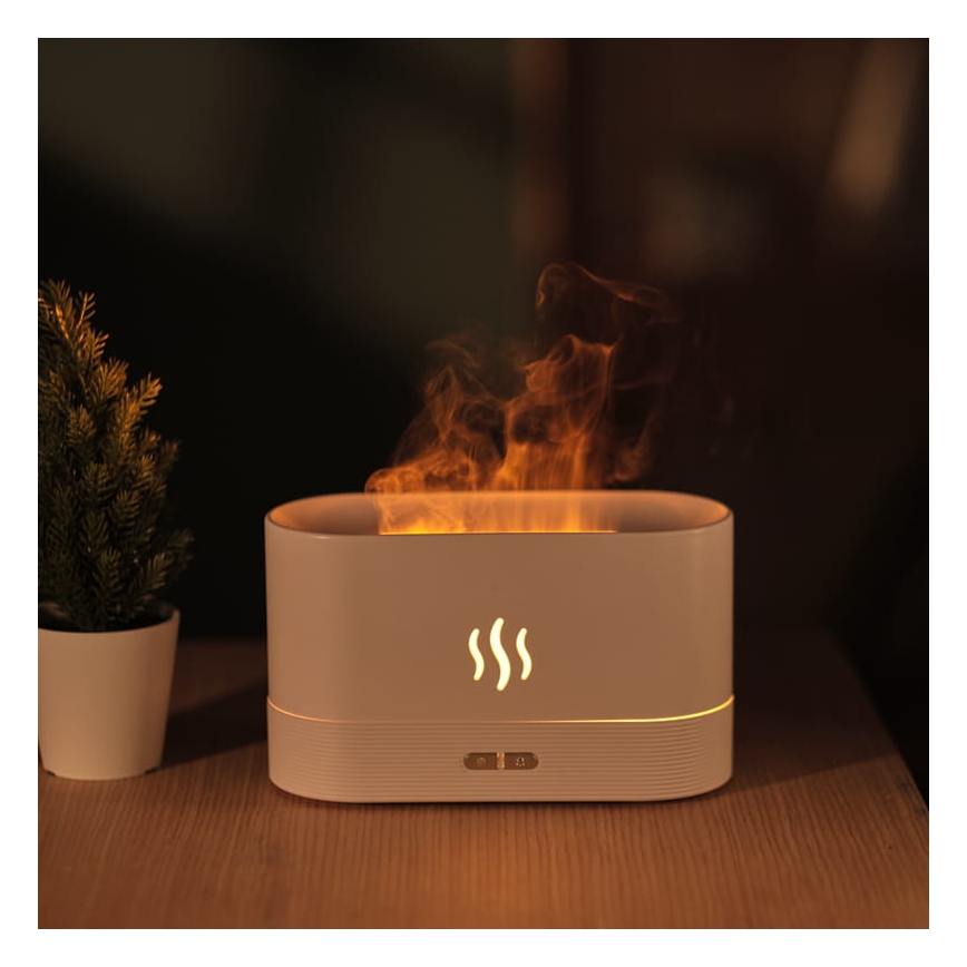 LED RGB Υπερηχητικός αρωματικός διαχυτής και υγραντήρας αέρα με φωτισμό 180ml λευκός