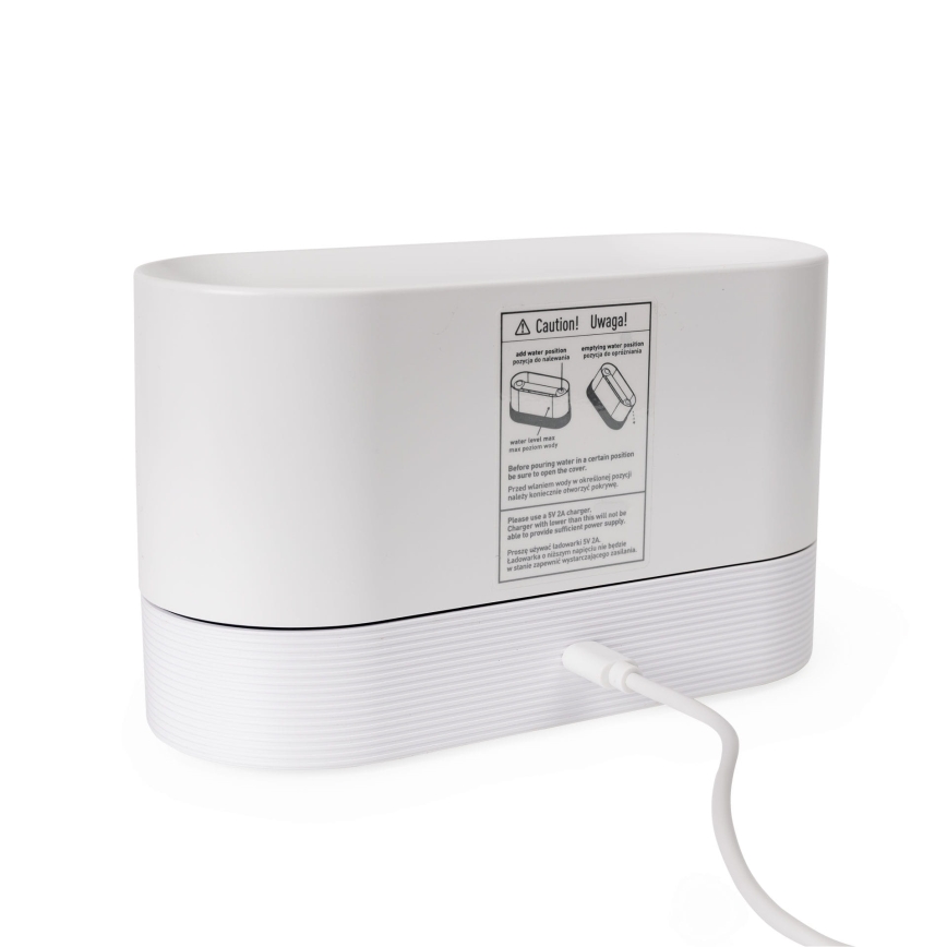 LED RGB Υπερηχητικός αρωματικός διαχυτής και υγραντήρας αέρα με φωτισμό 180ml λευκός