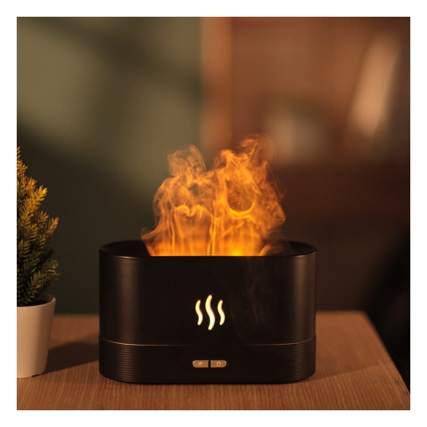 LED RGB Υπερηχητικός αρωματικός διαχυτής και υγραντήρας αέρα με φωτισμό 180ml μαύρο