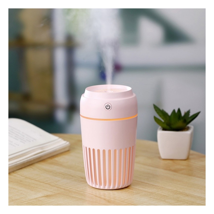 LED RGB Υγραντήρας 300 ml LED/2W/5V ροζ