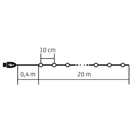 LED RGB Χριστουγεννιάτικη ρυθμιζόμενη γιρλάντα 200xLED/29 λειτουργίες 20,4m