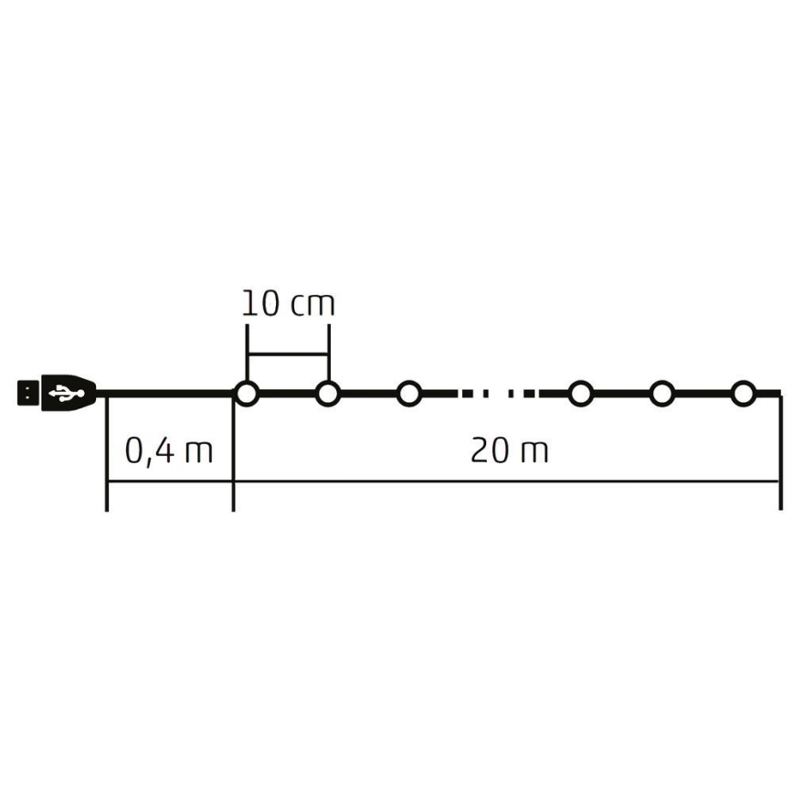 LED RGB Χριστουγεννιάτικη ρυθμιζόμενη γιρλάντα 200xLED/29 λειτουργίες 20,4m