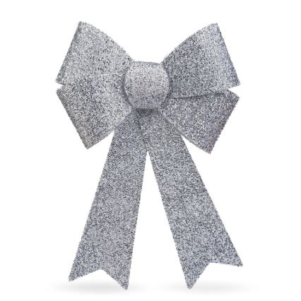 LED RGB Χριστουγεννιάτικο διακοσμητικό 11xLED/3xLR44 40x30 cm ασημένιος φιόγκος