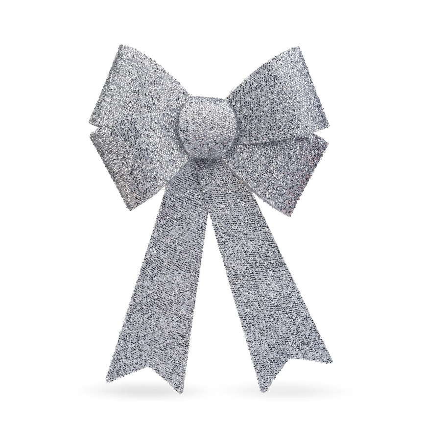 LED RGB Χριστουγεννιάτικο διακοσμητικό 11xLED/3xLR44 40x30 cm ασημένιος φιόγκος