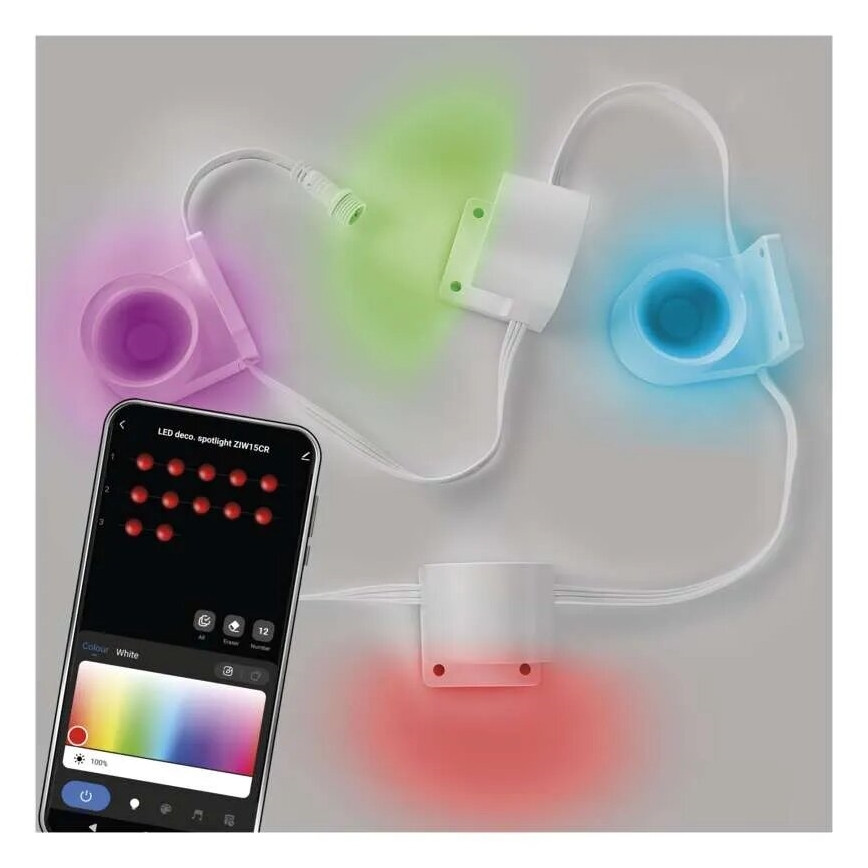 LED RGBIC+CCT Διακοσμητική αλυσίδα με σημειακό φωτισμό GoSmart - επέκταση 4xLED/7W/230V 85 εκ. Wi-Fi Tuya