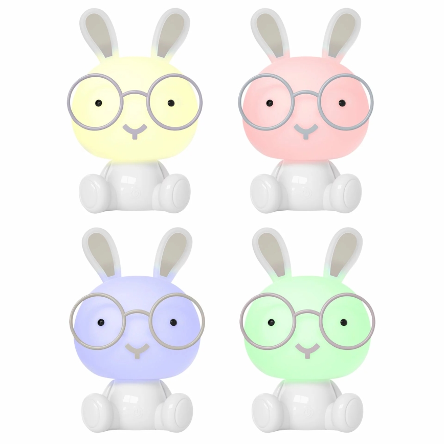 LED RGBW Ρυθμιζόμενο φωτάκι νυκτός για παιδιά LED/2,5W/230V λευκό λαγουδάκι