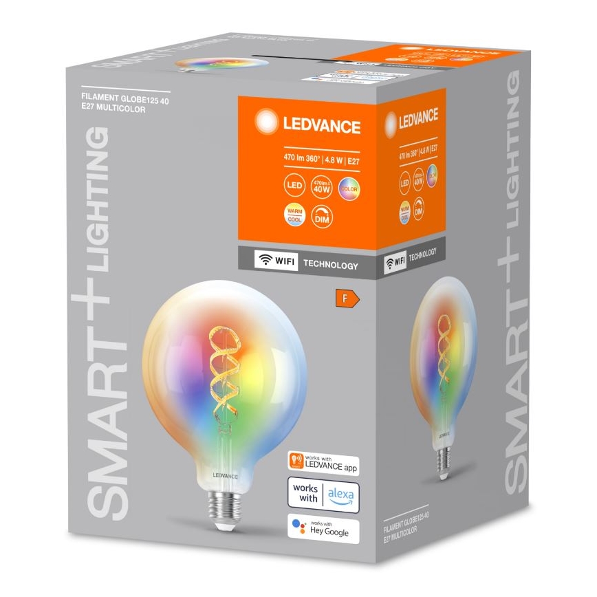 LED RGBW Ρυθμιζόμενη λάμπα SMART+ FILAMENT E27/4,8W/230V 2700-6500K Wi-Fi - Ledvance