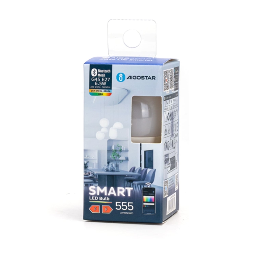 LED RGBW Ρυθμιζόμενη λάμπα G45 E27/6,5W/230V 2700-6500K - Aigostar