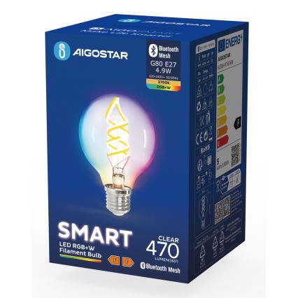 Λάμπα LED RGBW Dimmable FILAMENT MESH Smart G80 E27/4,9W/230V 2700K - Aigostar