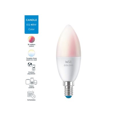 LED RGBW Dimmable λάμπα C37 E14/4,9W/230V 2200-6500K CRI 90 Wi-Fi -WiZ