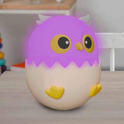 LED RGBW Dimmable παιδικό φωτιστικό αφής LED/1W/5V USB 1200 mAh κουκουβάγια ροζ