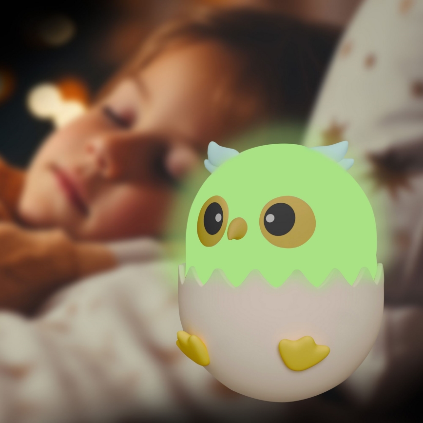 LED RGBW Dimmable παιδικό φωτιστικό αφής LED/1W/5V USB 1200 mAh κουκουβάγια μπλε