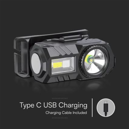 LED RGBW Dimmable επαναφορτιζόμενος φακός κεφαλής USB LED/3W/5V IP43 190 lm 24 ώρες