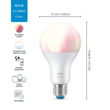 LED RGBW Dimmable λάμπα A67 E27/13W/230V 2200-6500K CRI 90 Wi-Fi -WiZ