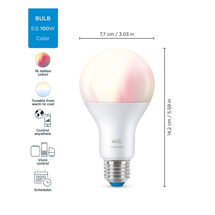 LED RGBW Dimmable λάμπα A67 E27/13W/230V 2200-6500K CRI 90 Wi-Fi -WiZ