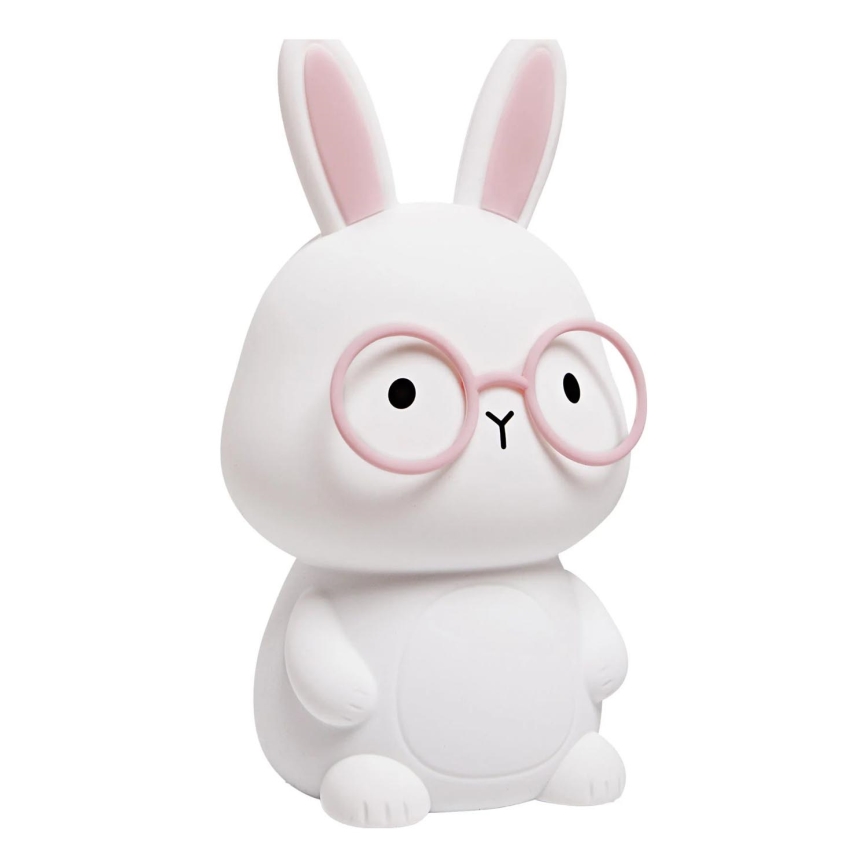 LED RGBW Dimming παιδικό αφής φωτιστικό FLORKA LED/1W/5V USB 1200 mAh λαγουδάκι λευκό/ροζ