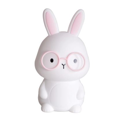 LED RGBW Dimming παιδικό αφής φωτιστικό FLORKA LED/1W/5V USB 1200 mAh λαγουδάκι λευκό/ροζ