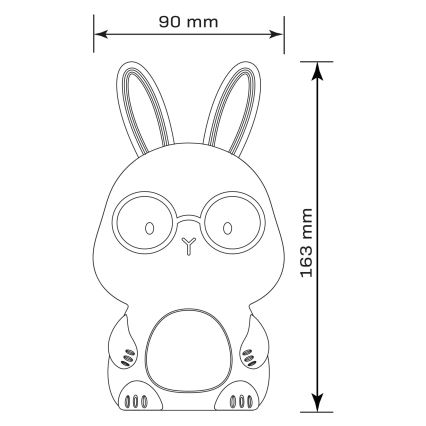 LED RGBW Dimming παιδικό αφής φωτιστικό FLORKA LED/1W/5V USB 1200 mAh λαγουδάκι λευκό/γκρι