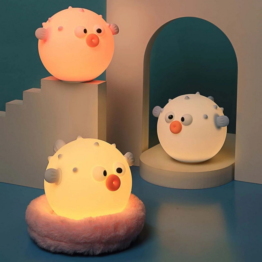 LED RGBW Dimming παιδικό αφής φωτιστικό HELA LED/1W/5V USB 1200 mAh ψάρι ροζ