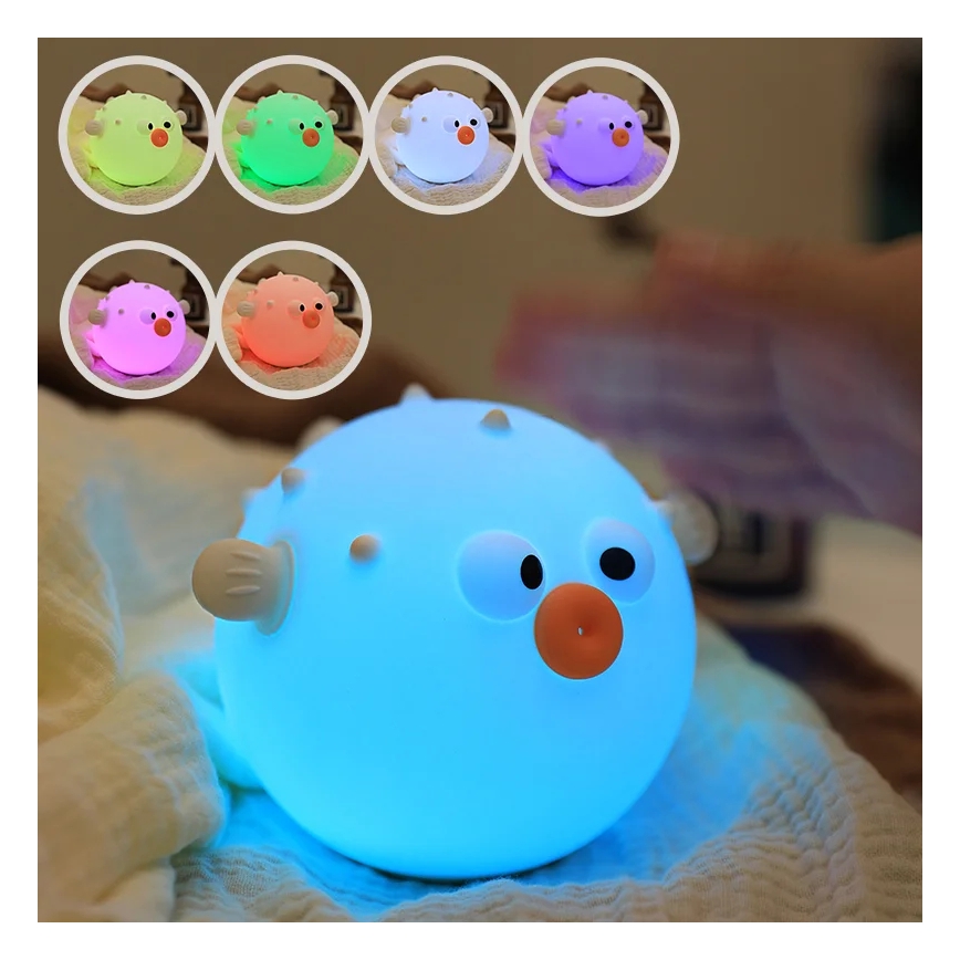 LED RGBW Dimming παιδικό αφής φωτιστικό HELI LED/1W/5V USB 1200 mAh ψάρι μπλε