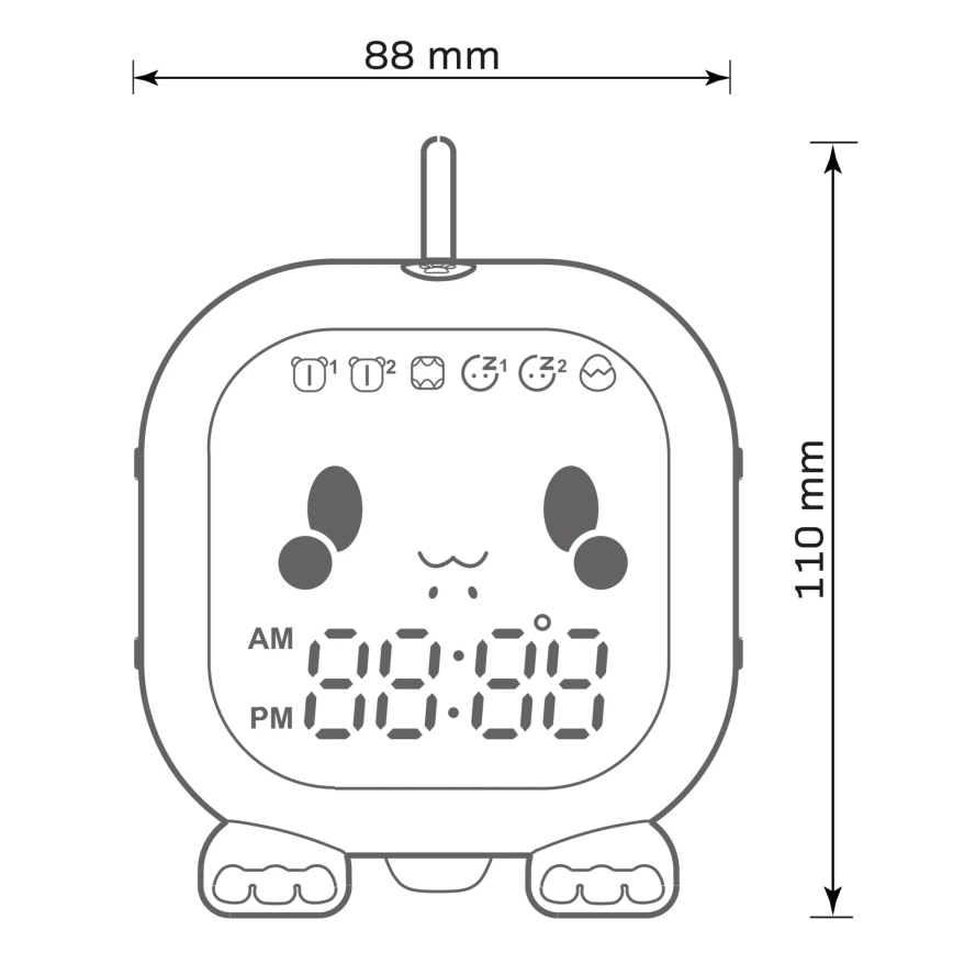 LED RGBW Dimming παιδικό φωτιστικό νυκτός με ξυπνητήρι FILIP LED/1,5W/5V 1500 mAh