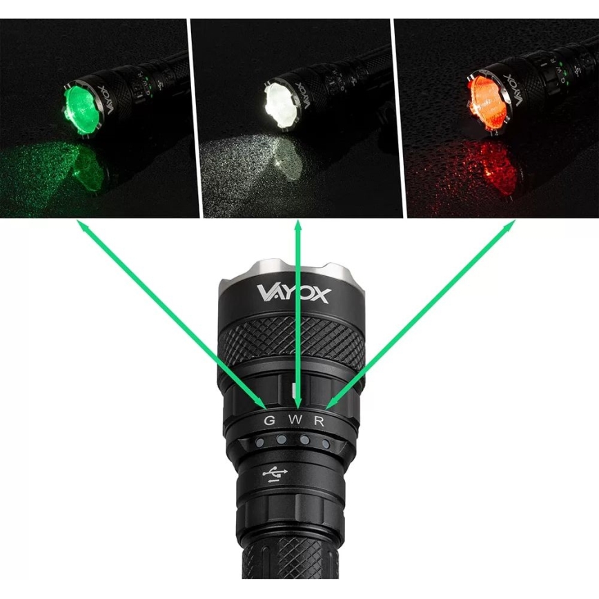 LED RGBW Dimming επαναφορτιζόμενο φακός LED/15W/5V IP66 1500 γυαλιστερό 2000 mAh