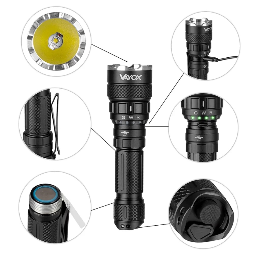 LED RGBW Dimming επαναφορτιζόμενο φακός LED/15W/5V IP66 1500 γυαλιστερό 2000 mAh