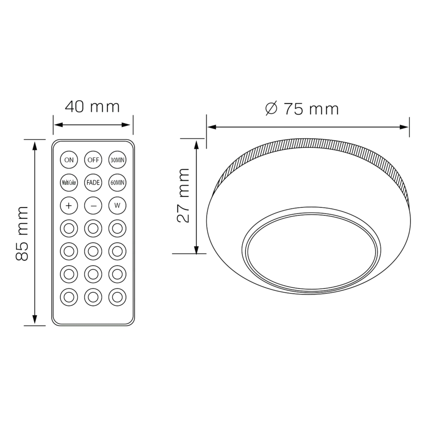 LED RGBW Ρυθμιζόμενος φωτισμός επίπλων LED/0,5W/4,5V 3xAAA λευκό + τηλεχειριστήριο