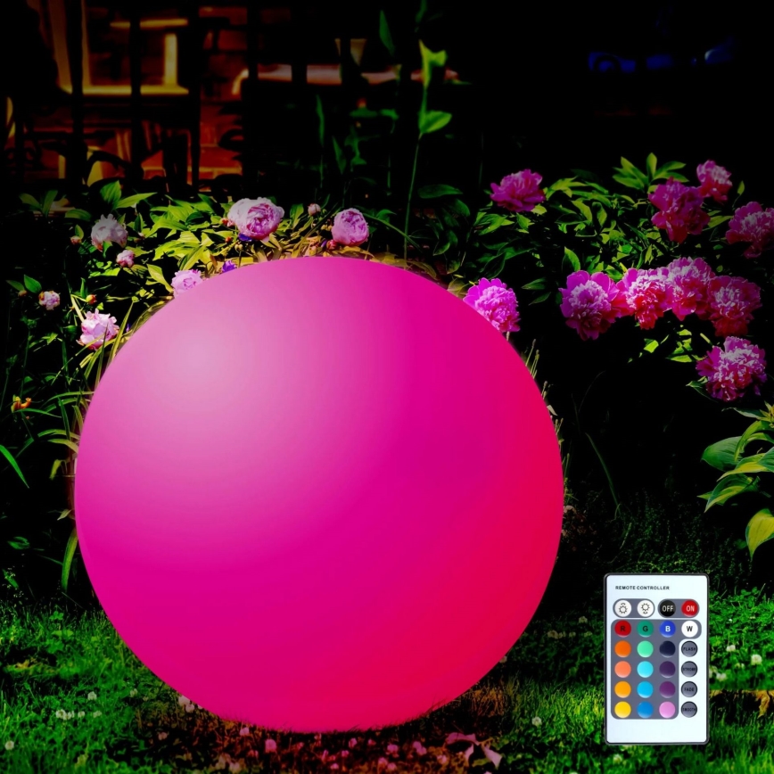 LED RGBW Ηλιακή λάμπα BALL LED/3,7V 1500 mAh διάμετρος 50 cm IP65 + τηλεχειριστήριο