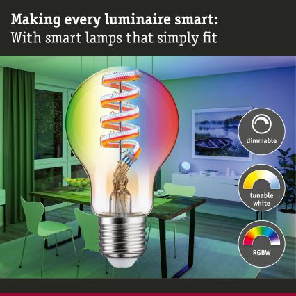 LED RGBW Ρυθμιζόμενη λάμπα FILAMENT E27/6,3W/230V 2200-6500K - Paulmann 29156