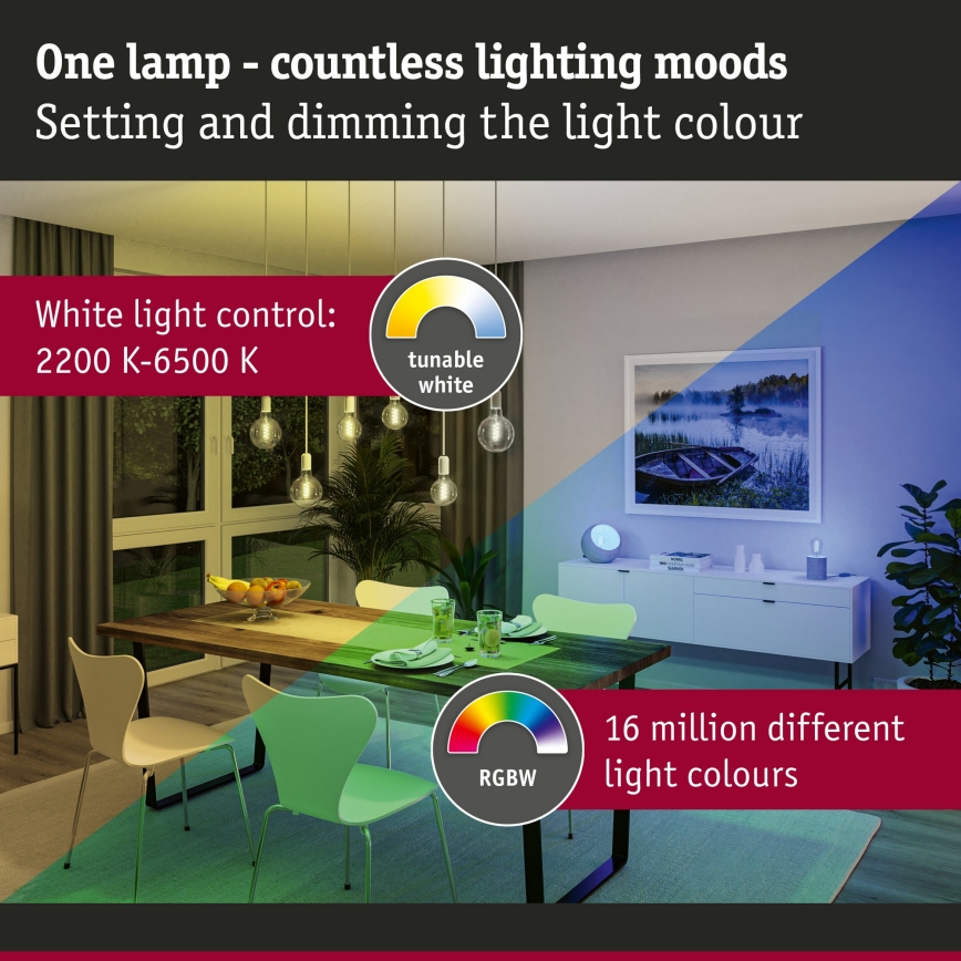 LED RGBW Ρυθμιζόμενη λάμπα FILAMENT E27/6,3W/230V 2200-6500K - Paulmann 29156