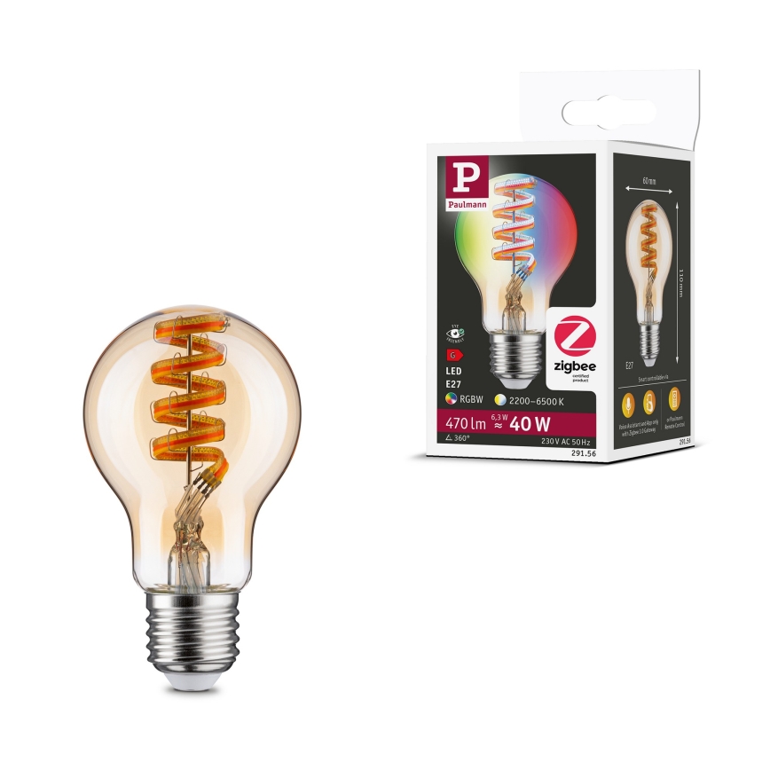 LED RGBW Ρυθμιζόμενη λάμπα FILAMENT E27/6,3W/230V 2200-6500K - Paulmann 29156