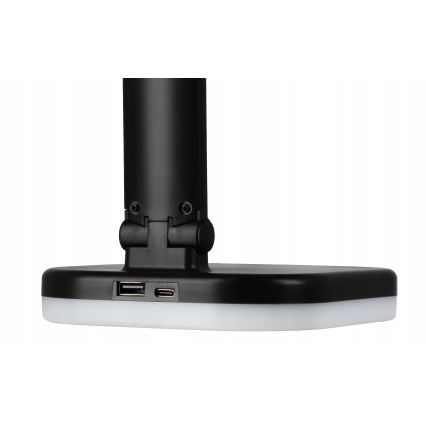 LED RGBW ρυθμιζόμενη επιτραπέζια λάμπα με ασύρματη φόρτιση LED/7W/5V USB μαύρη