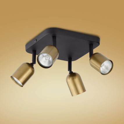 LED RGBW ρυθμιζόμενο φωτιστικό σποτ TOP 4xGU10/6,5W/230V 2700-6500K χρυσό/μαύρο