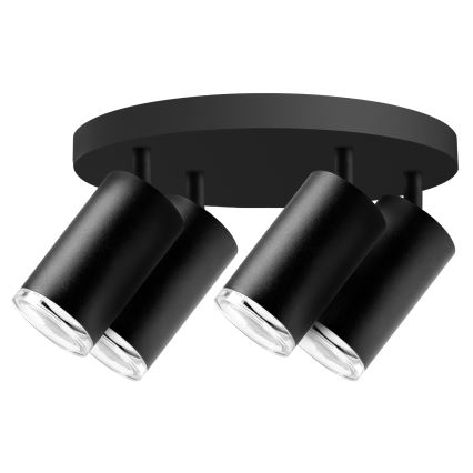 LED RGBW ρυθμιζόμενο σποτ μπάνιου TURYN 4xGU10/6W/230V 3000K IP44 μαύρο + τηλεχειριστήριο