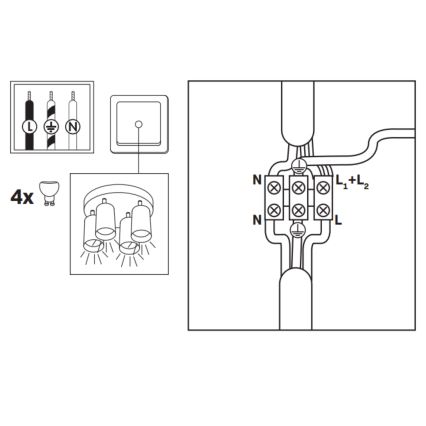 LED RGBW ρυθμιζόμενο σποτ μπάνιου TURYN 4xGU10/6W/230V 3000K IP44 μαύρο + τηλεχειριστήριο