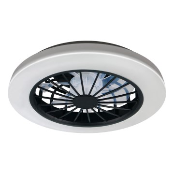 LED RGBW ρυθμιζόμενο φωτιστικό οροφής με ανεμιστήρα GHANA LED/24W/230V 3000-6500K λευκό/μαύρο + τηλεχειριστήριο