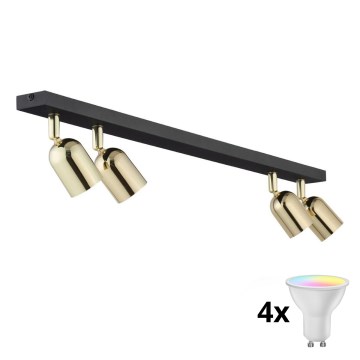 LED RGBW Ρυθμιζόμενο σημειακό φωτιστικό TOP 4xGU10/6,5W/230V 2700-6500K μαύρο/χρυσό