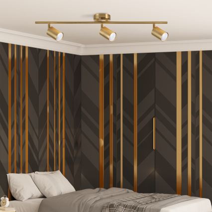 LED RGBW Ρυθμιζόμενο σημειακό φωτιστικό GOLDIE 3xGU10/4,8W/230V 3000K χρυσό + τηλεχειριστήριο