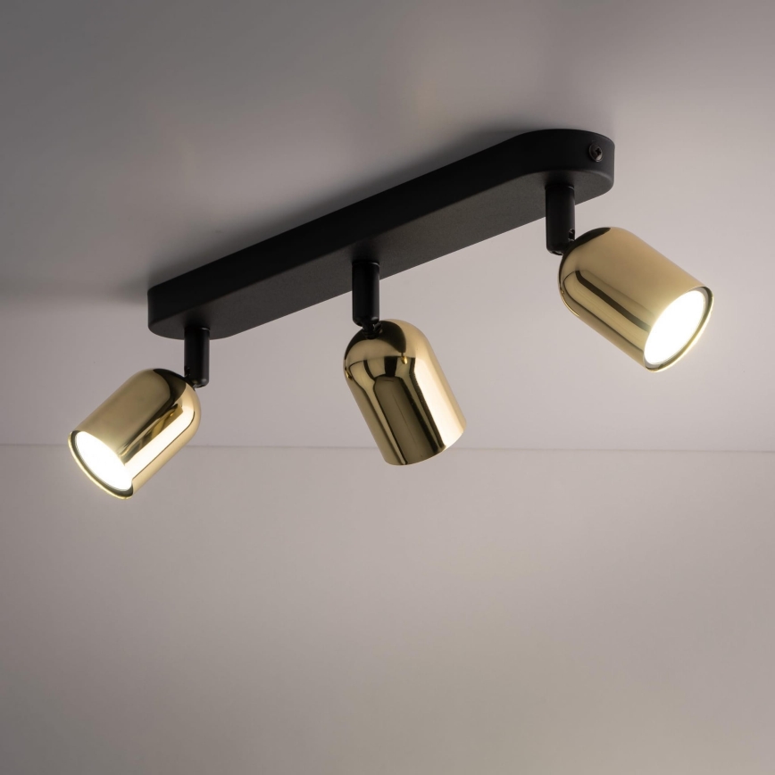 LED RGBW Ρυθμιζόμενο σποτ φωτιστικό TOP 3xGU10/6,5W/230V 2700-6500K μαύρο/χρυσό