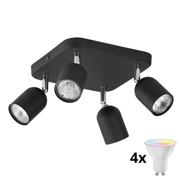 LED RGBW ρυθμιζόμενο σποτ TOP 4xGU10/6,5W/230V 2700-6500K μαύρο