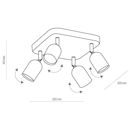 LED RGBW ρυθμιζόμενο σποτ TOP 4xGU10/6,5W/230V 2700-6500K μαύρο